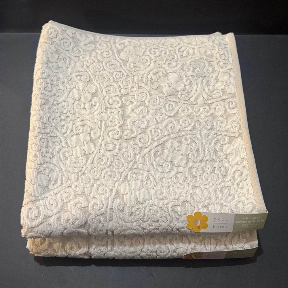 6pc PERI HOME Scroll Pattern 100% Cotton Bath Towel Set - Linen - Bryce